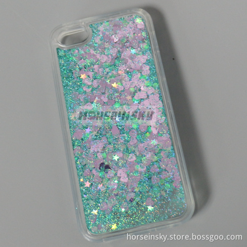 Fancy Glittering Flowing Liquid Heart Clear PC Case for iPhone5 Glitter Case
